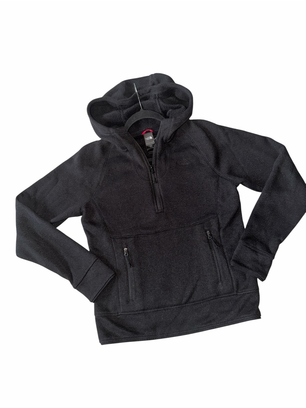 The North Face Black Quarter-Zip Hooded Fleece size Small